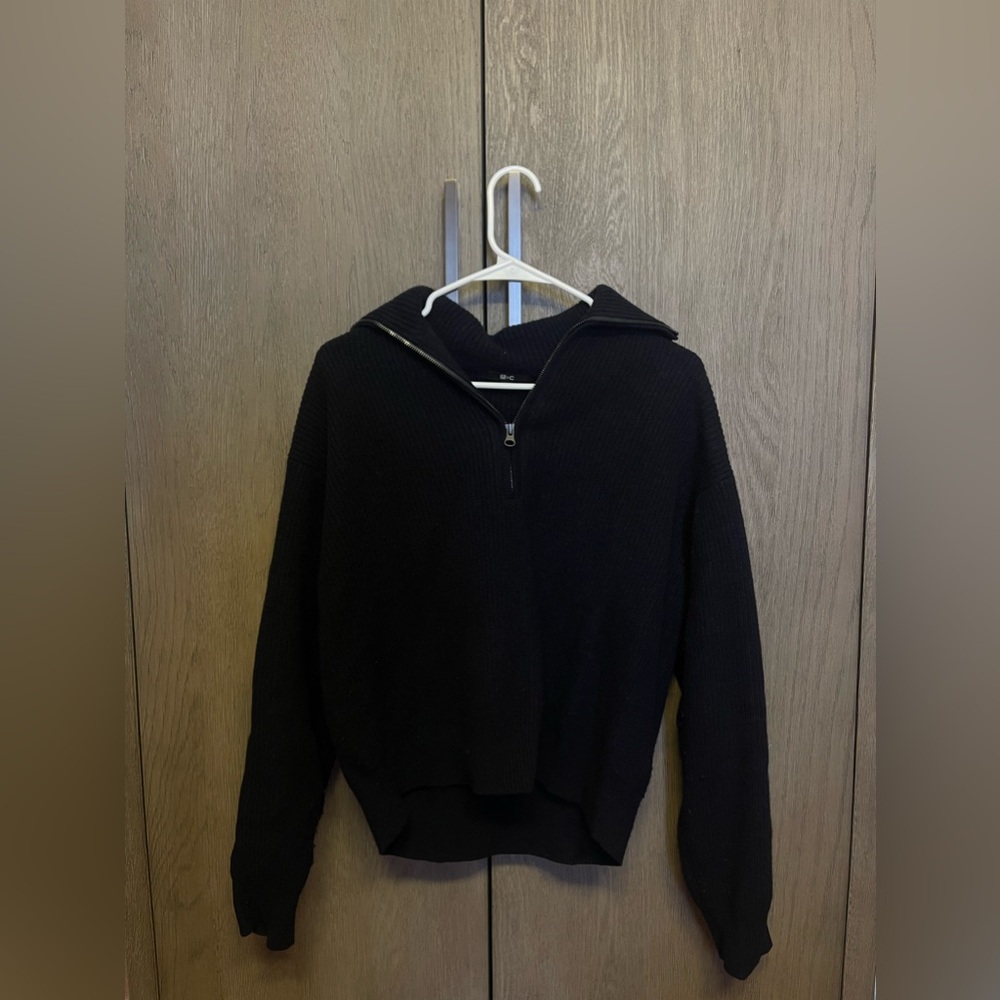 Uniqlo Women Navy Wool Quarter Zip Sweater; Size M